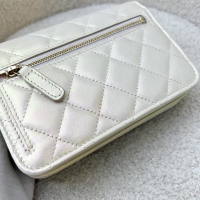 Chanel Mini Wallet On Chain WOC in 20B Iridescent Ivory Lambskin and LGHW (Model: AP1649)