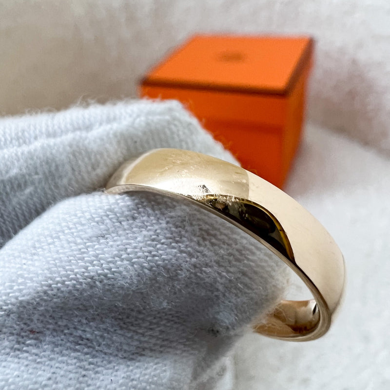 Hermes Alliance Ring with Diamonds in 18K Rose Gold Sz 55