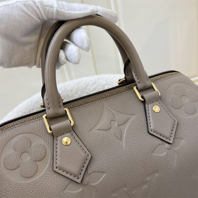 LV Speedy Bandouliere 25 in Tourterelle (Grey) Monogram Empreinte Leather and GHW