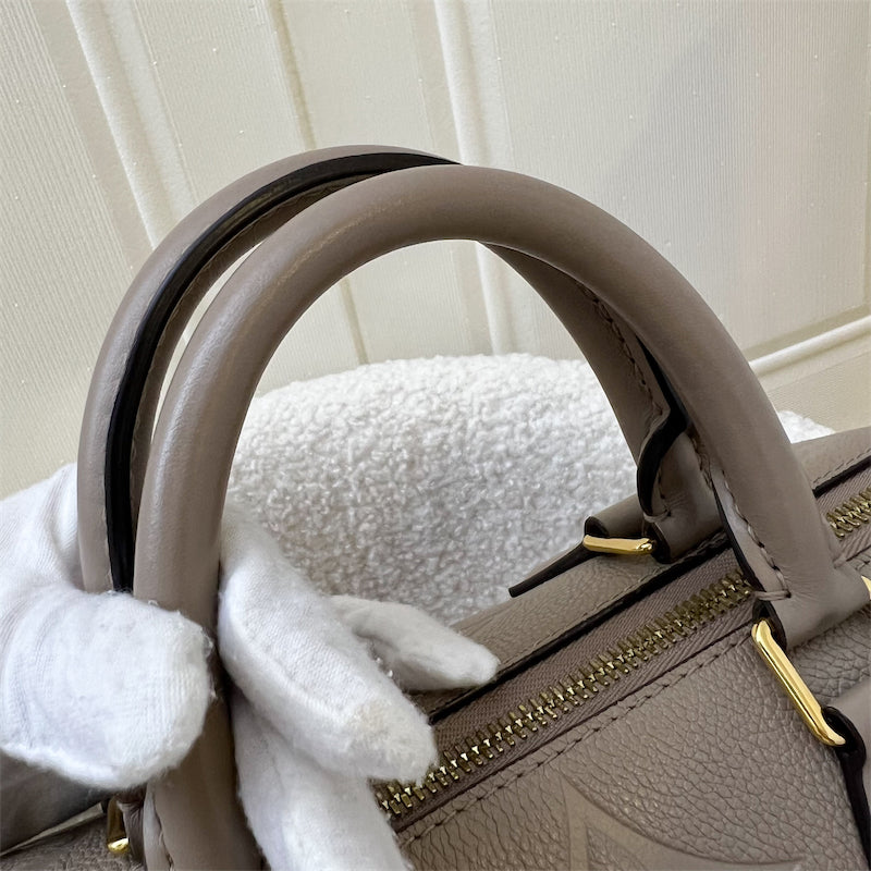 LV Speedy Bandouliere 25 in Tourterelle (Grey) Monogram Empreinte Leather and GHW