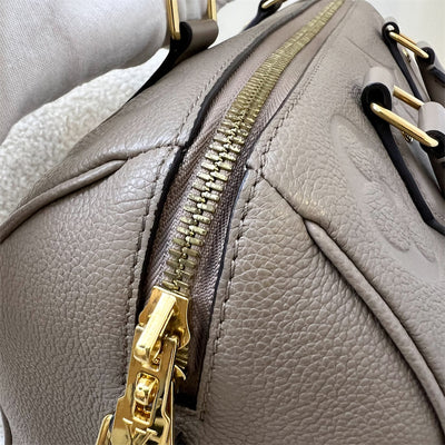 LV Speedy Bandouliere 25 in Tourterelle (Grey) Monogram Empreinte Leather and GHW