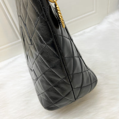 Chanel Vintage Medallion Tote in Black Glossy Calfskin and AGHW