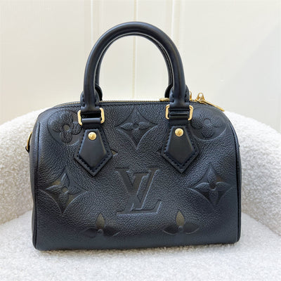 LV Speedy Bandouliere 20 in Black Giant Monogram Empreinte Leather and GHW