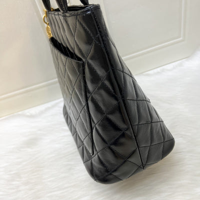 Chanel Vintage Medallion Tote in Black Glossy Calfskin and AGHW