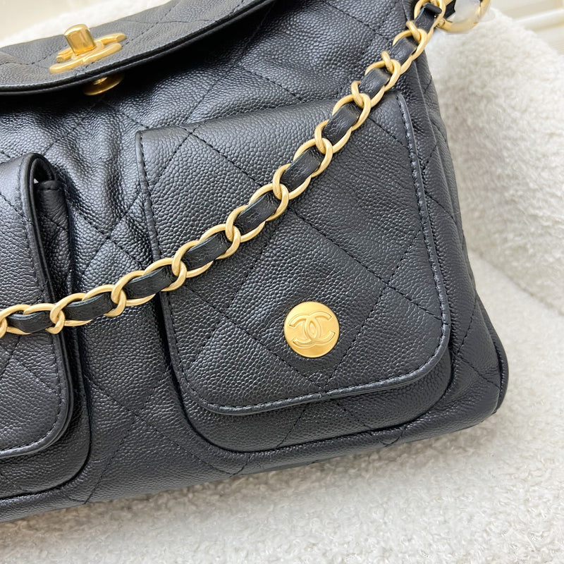 Chanel 25P Small Hobo Bag in Black Caviar and AGHW (Model: AS5384)