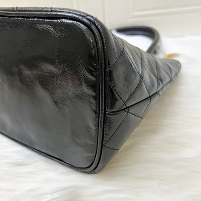 Chanel Vintage Medallion Tote in Black Glossy Calfskin and AGHW