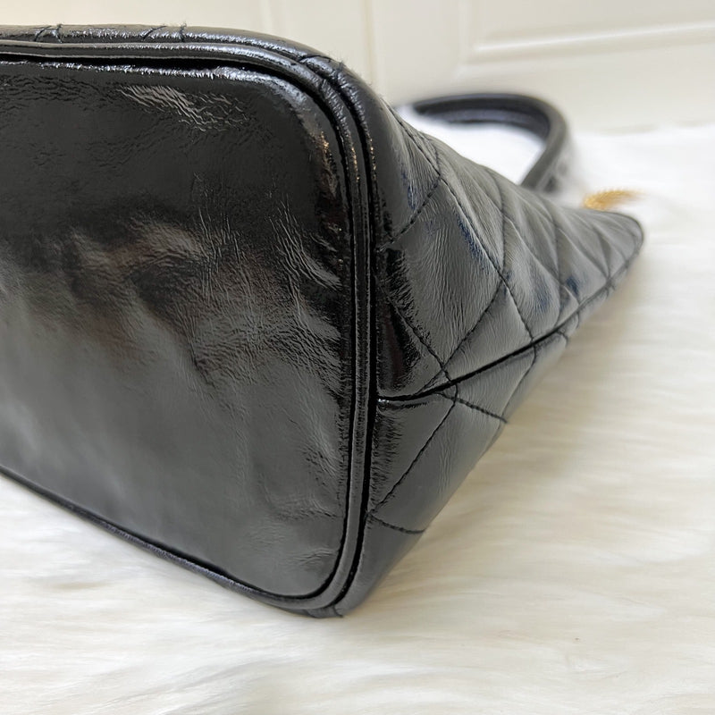 Chanel Vintage Medallion Tote in Black Glossy Calfskin and AGHW