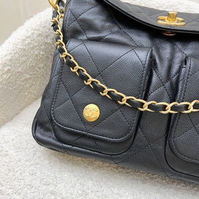 Chanel 25P Small Hobo Bag in Black Caviar and AGHW (Model: AS5384)
