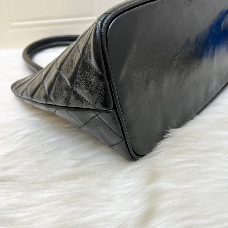 Chanel Vintage Medallion Tote in Black Glossy Calfskin and AGHW