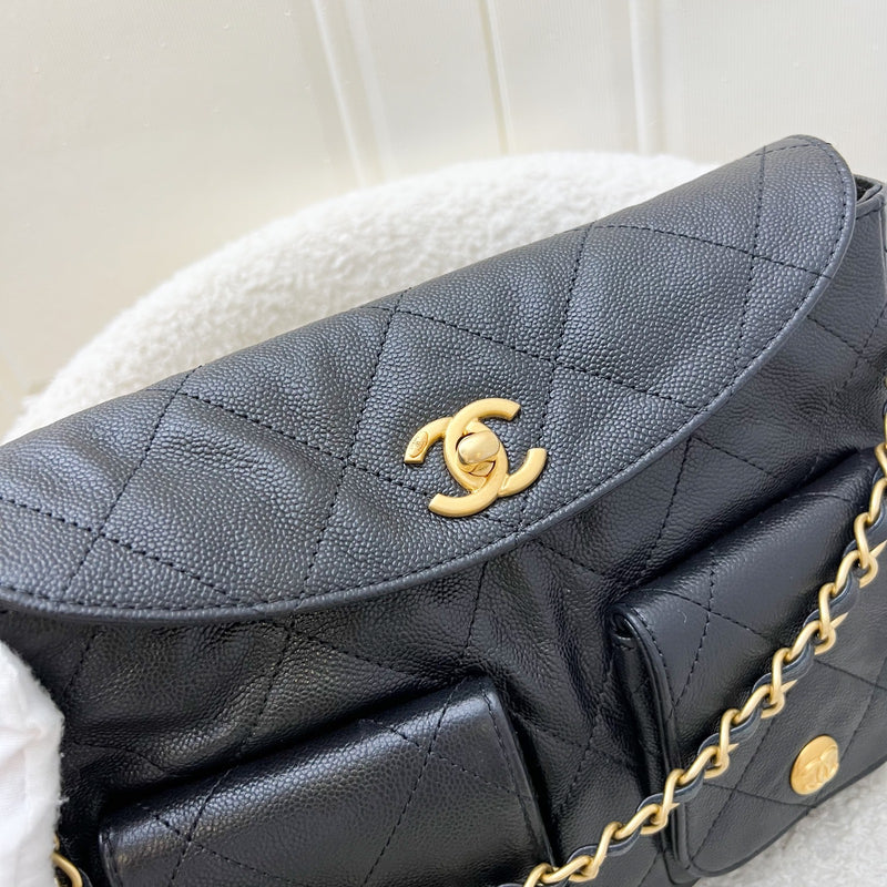 Chanel 25P Small Hobo Bag in Black Caviar and AGHW (Model: AS5384)