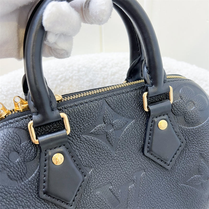 LV Speedy Bandouliere 20 in Black Giant Monogram Empreinte Leather and GHW