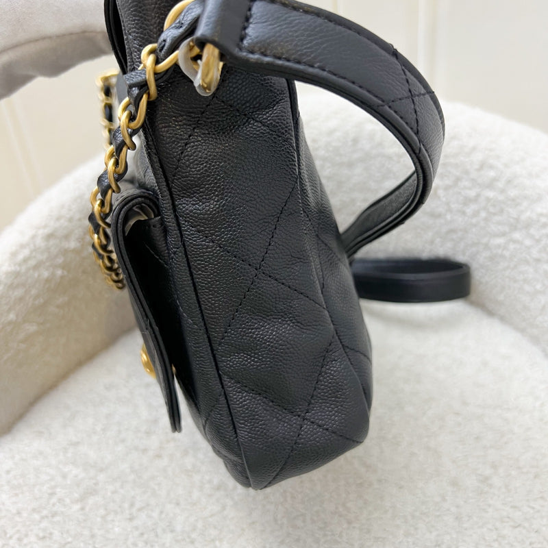 Chanel 25P Small Hobo Bag in Black Caviar and AGHW (Model: AS5384)