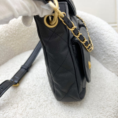 Chanel 25P Small Hobo Bag in Black Caviar and AGHW (Model: AS5384)