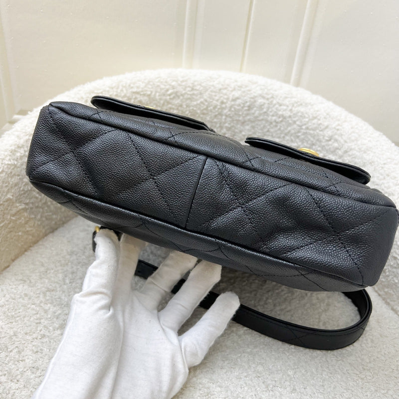 Chanel 25P Small Hobo Bag in Black Caviar and AGHW (Model: AS5384)
