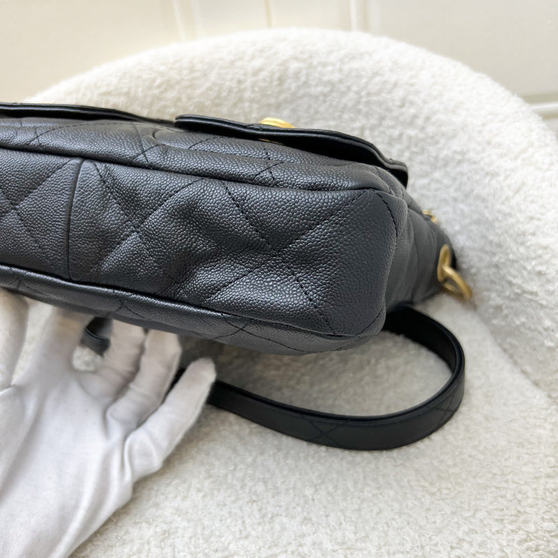 Chanel 25P Small Hobo Bag in Black Caviar and AGHW (Model: AS5384)