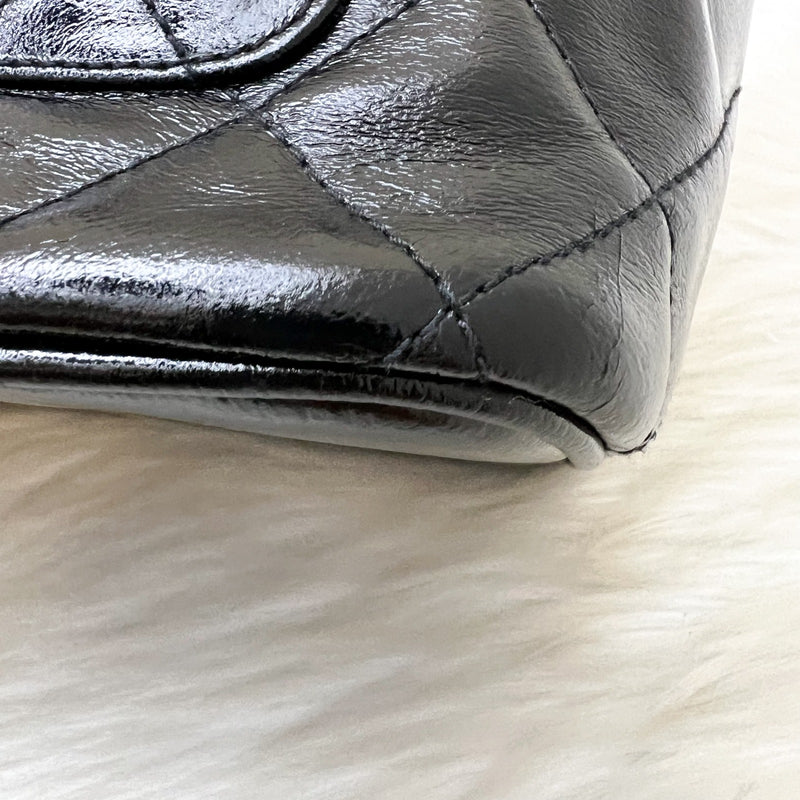 Chanel Vintage Medallion Tote in Black Glossy Calfskin and AGHW