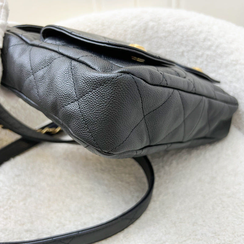 Chanel 25P Small Hobo Bag in Black Caviar and AGHW (Model: AS5384)