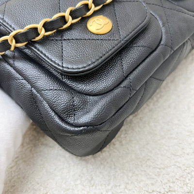 Chanel 25P Small Hobo Bag in Black Caviar and AGHW (Model: AS5384)