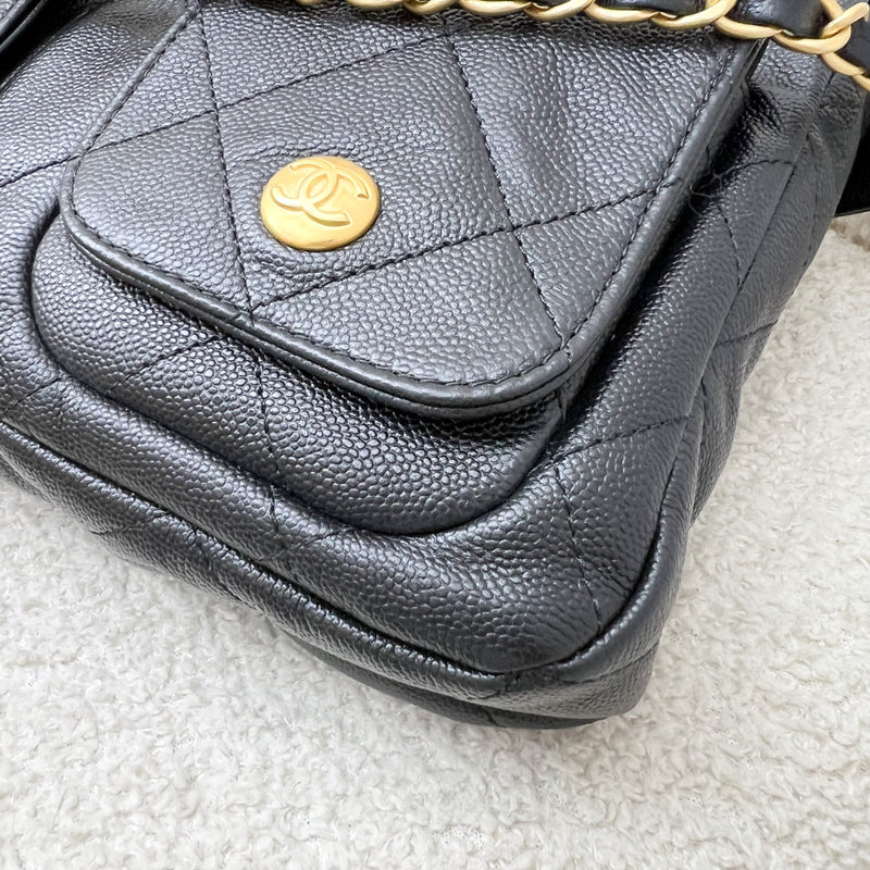 Chanel 25P Small Hobo Bag in Black Caviar and AGHW (Model: AS5384)