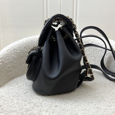 Chanel Duma Mini Backpack in 22A Black Lambskin and LGHW (Model: AS2908)