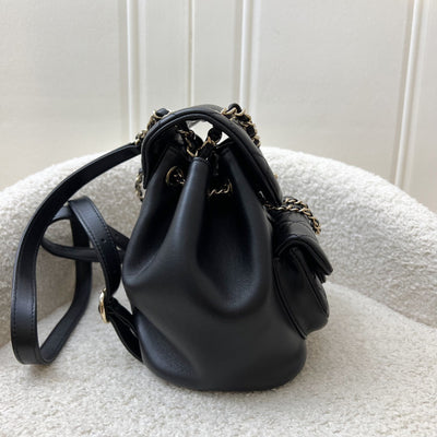 Chanel Duma Mini Backpack in 22A Black Lambskin and LGHW (Model: AS2908)