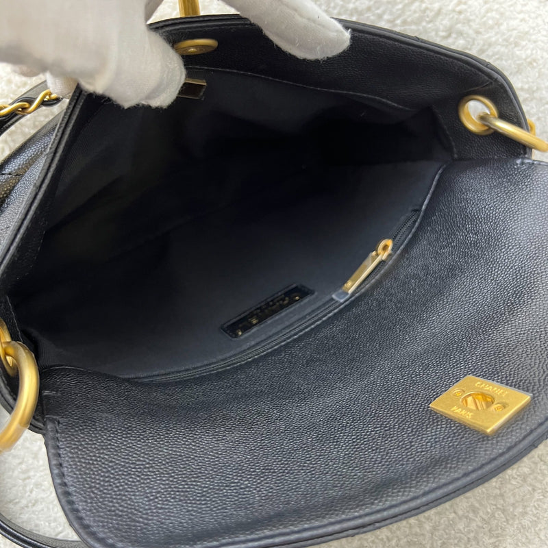 Chanel 25P Small Hobo Bag in Black Caviar and AGHW (Model: AS5384)