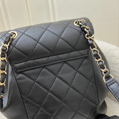 Chanel Duma Mini Backpack in 22A Black Lambskin and LGHW (Model: AS2908)