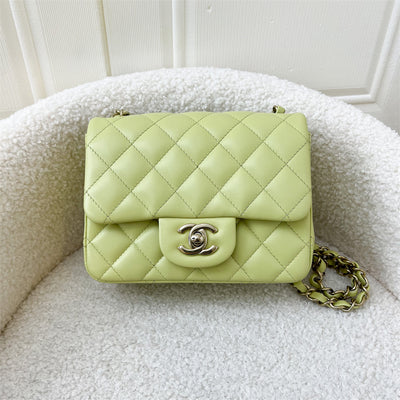 Chanel Classic Square Mini Flap in 23C Light Green Lambskin LGHW