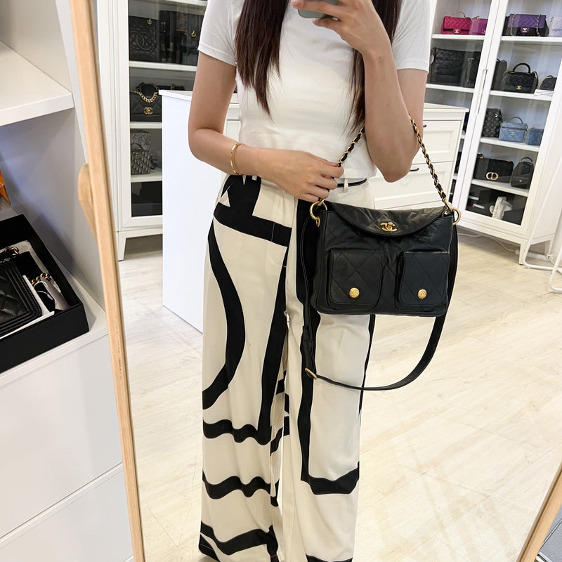 Chanel 25P Small Hobo Bag in Black Caviar and AGHW (Model: AS5384)