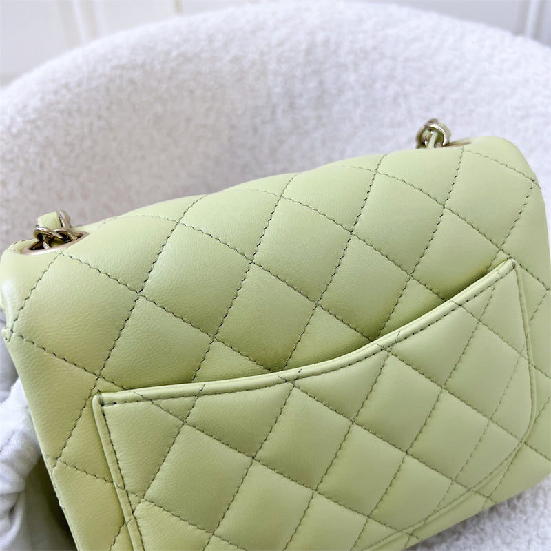 Chanel Classic Square Mini Flap in 23C Light Green Lambskin LGHW