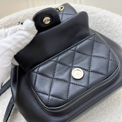 Chanel Duma Mini Backpack in 22A Black Lambskin and LGHW (Model: AS2908)