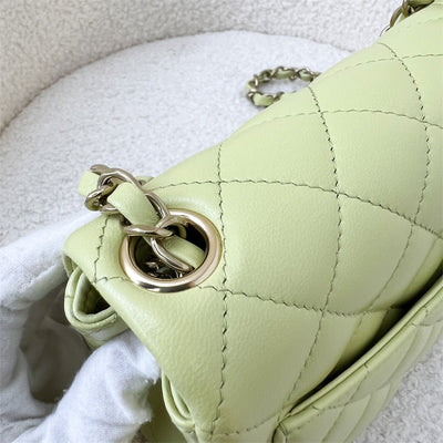 Chanel Classic Square Mini Flap in 23C Light Green Lambskin LGHW