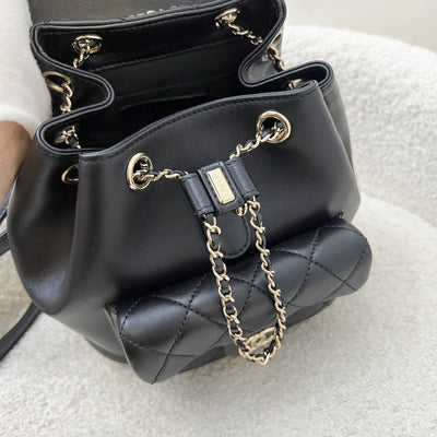 Chanel Duma Mini Backpack in 22A Black Lambskin and LGHW (Model: AS2908)