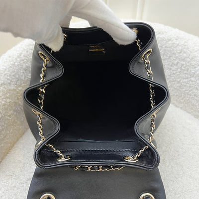 Chanel Duma Mini Backpack in 22A Black Lambskin and LGHW (Model: AS2908)