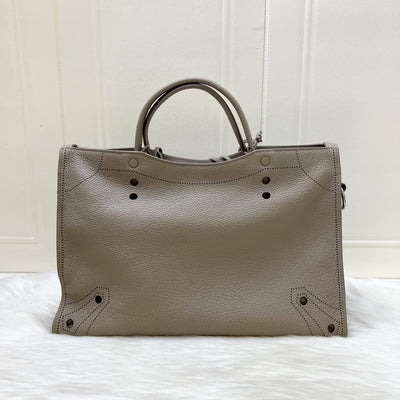 Balenciaga Blackout City in Greige Grained Leather and SHW