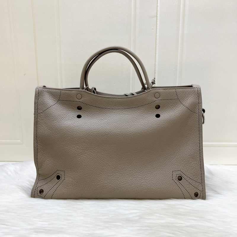 Balenciaga Blackout City in Greige Grained Leather and SHW