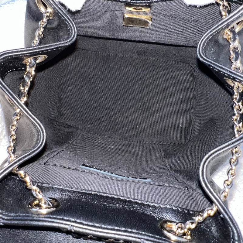 Chanel Duma Mini Backpack in 22A Black Lambskin and LGHW (Model: AS2908)