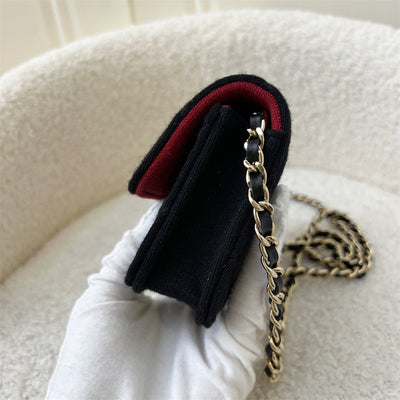 Chanel 2022 VIP Clutch on Chain in Black Jersey and LGHW
