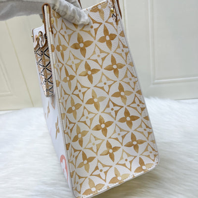 LV By The Pool Onthego MM in Ombre Beige / Creme Giant Monogram Canvas and GHW