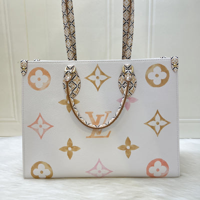 LV By The Pool Onthego MM in Ombre Beige / Creme Giant Monogram Canvas and GHW