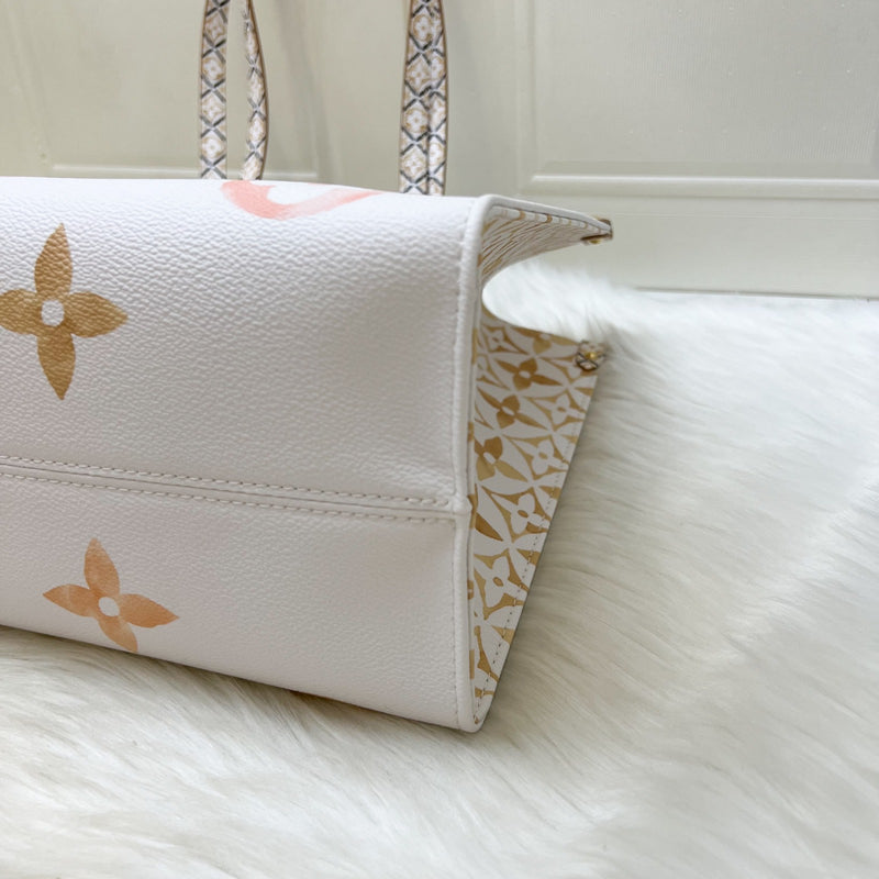 LV By The Pool Onthego MM in Ombre Beige / Creme Giant Monogram Canvas and GHW