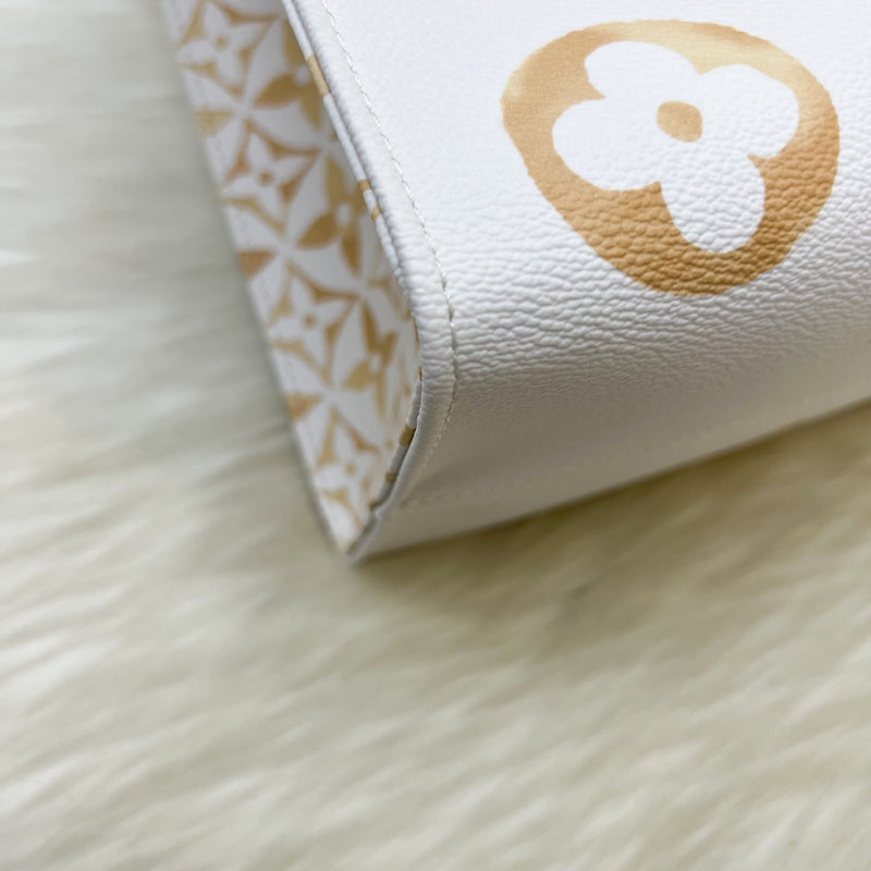 LV By The Pool Onthego MM in Ombre Beige / Creme Giant Monogram Canvas and GHW