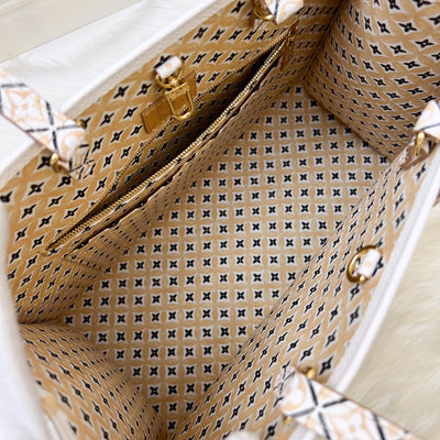 LV By The Pool Onthego MM in Ombre Beige / Creme Giant Monogram Canvas and GHW