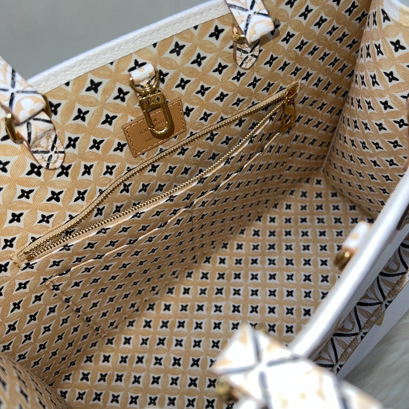 LV By The Pool Onthego MM in Ombre Beige / Creme Giant Monogram Canvas and GHW