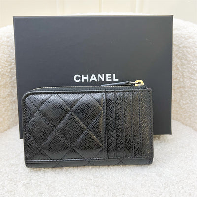 Chanel Zip Card Holder / Coin Purse with Front Slot in Black Caviar (AP3179)