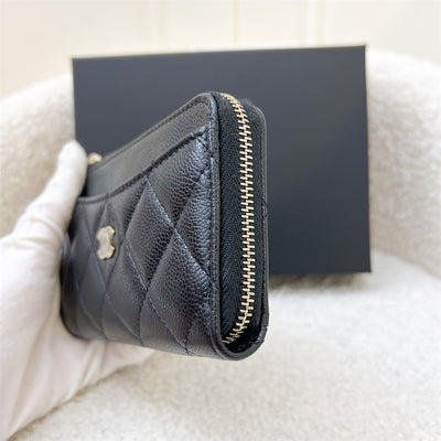 Chanel Zip Card Holder / Coin Purse with Front Slot in Black Caviar (AP3179)