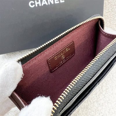 Chanel Zip Card Holder / Coin Purse with Front Slot in Black Caviar (AP3179)