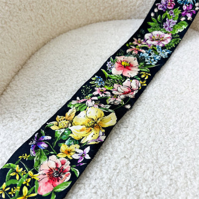 Dior D-Floral Mitzah Scarf in Black Silk