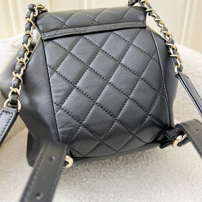 Chanel 22A Duma Mini Backpack in Black Lambskin and LGHW