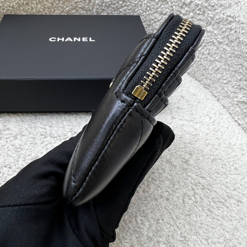 Chanel 19 Zipped Coin Purse / Card Holder in Black Lambskin and